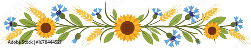 Sunflower floral border decorative nature element summer wedding invitation design vector