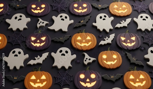 halloween seamless pattern with pumpkins