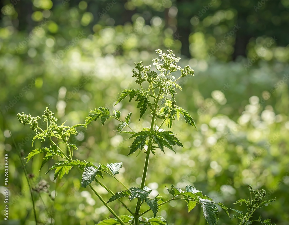 Fototapeta premium Lush meadow plant in sunlight