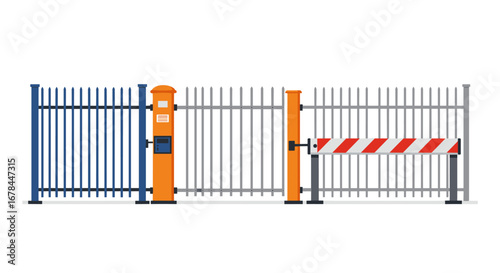 Modern security gates with barriers and access control system