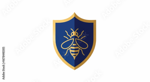 Heraldic shield with a golden bee emblem design.