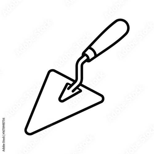 Classic trowel tool outline simple drawing for construction and masonry projects handheld equipment white background