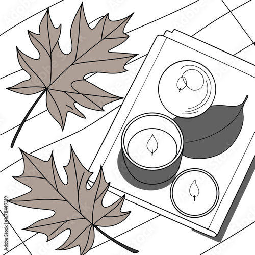 Vector illustration of an autumn leaf pattern with maple, oak, and other fall leaves in a seamless design