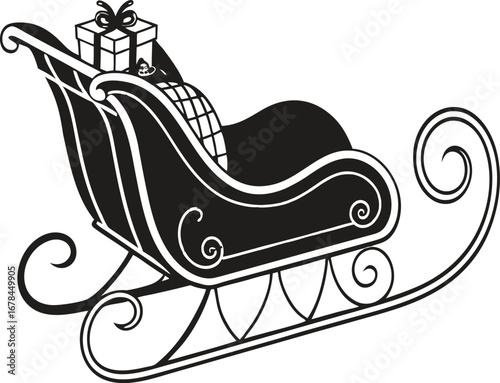 Vector illustration of Santa Claus on his sleigh, an iconic cartoon transportation