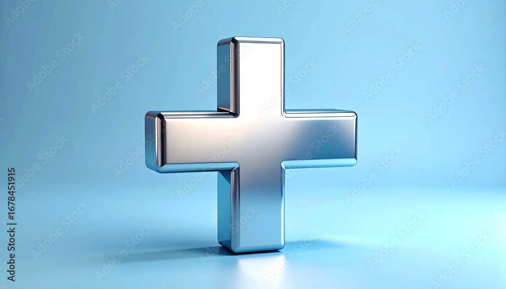 Obraz premium Metallic plus sign
