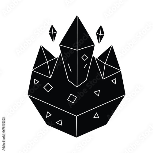 Silhouette vector geometric crystal formation