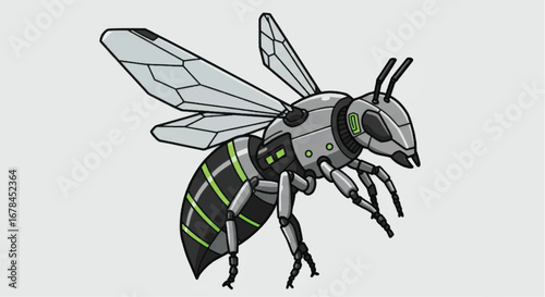 Robotic Bee A Fusion of Nature and Technology Illustration.
