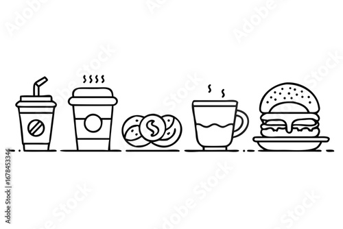 Food and drink line icons