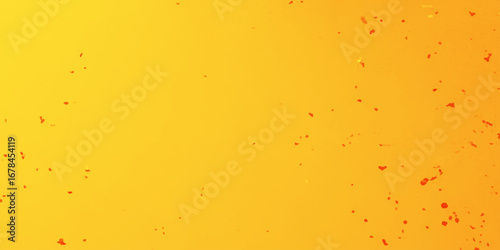 Abstract pattern with a bright yellow background and scattered red-orange splashes of varying sizes and shapes.