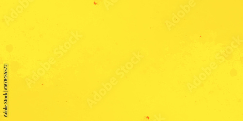 Abstract pattern with a bright yellow background and scattered red-orange splashes of varying sizes and shapes.