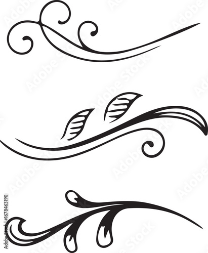 Elegant Swirl Flourish Vector Elements for Decoration and Embellishment