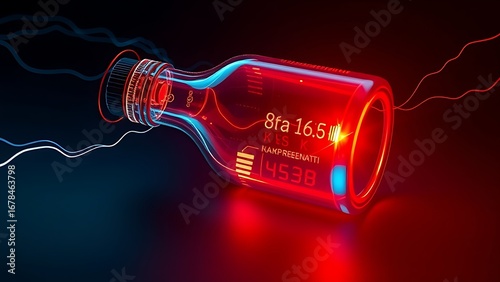 Klein bottle battery emitting self-recharging light beams, showcasing paradoxical energy loops.