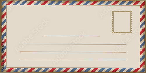 Vintage airmail envelope with stamp box and lined address area ready for message