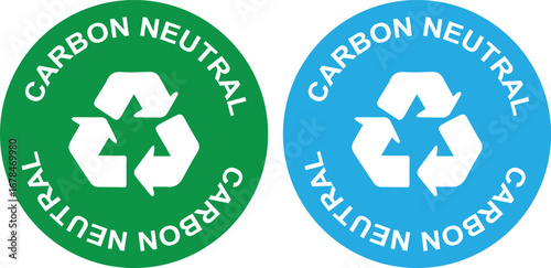 Carbon Neutral Icons with Recycling Symbols for Eco Friendly Products