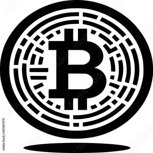 Bitcoin Symbol: A stylized representation of a Bitcoin, showcasing the digital currency's iconic emblem with precision and clarity.