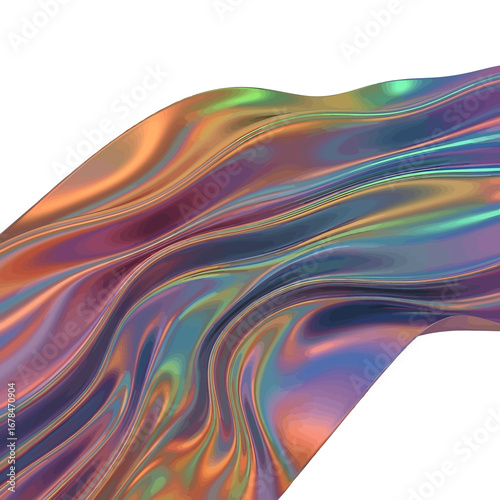 Wavy Iridescent Abstract Background Texture with Rainbow Color Holographic Effect and Dynamic Curving Lines Creates a Futuristic Design