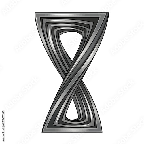Abstract Metallic Gray Twisted Torus Knot Design on White Background Isolated Illustration