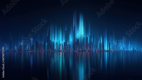 Futuristic City Skyline with Advanced Technologies and High-Fidelity Visuals at Night