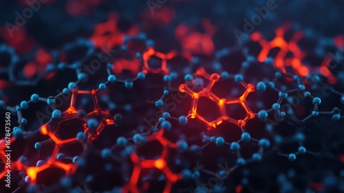 Glowing 3D Rendered Illustration of Molecular Structures with High Fidelity and Resolution