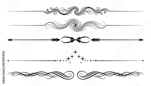 Elegant decorative dividers and separators set with ornamental design elements vector