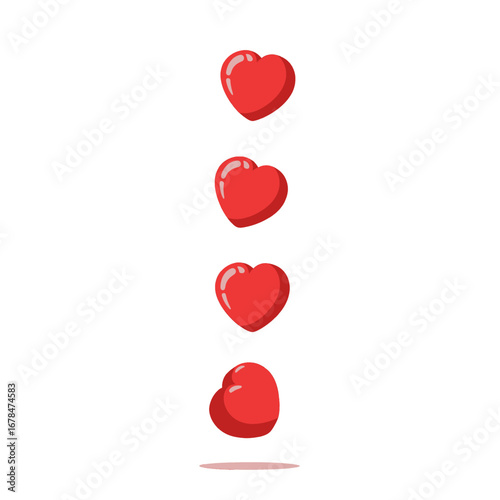 Pixelated Red Hearts Floating Upward on a White Background Animated Graphic for Valentine's Day and Romantic Themes