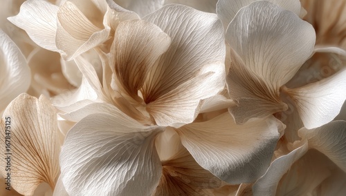 Close-up of delicate, light beige flower petals