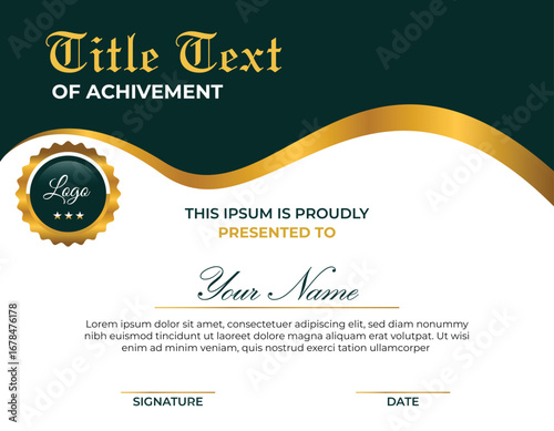 Elegant Certificate of Achievement Template Vector Design