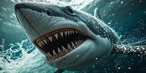 Shark's Ferocious Face - Ocean Predator Detail