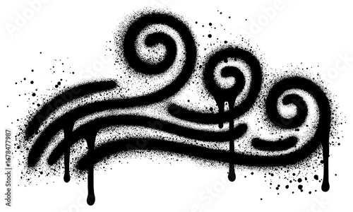Wind graffiti with black spray paint for concept design.