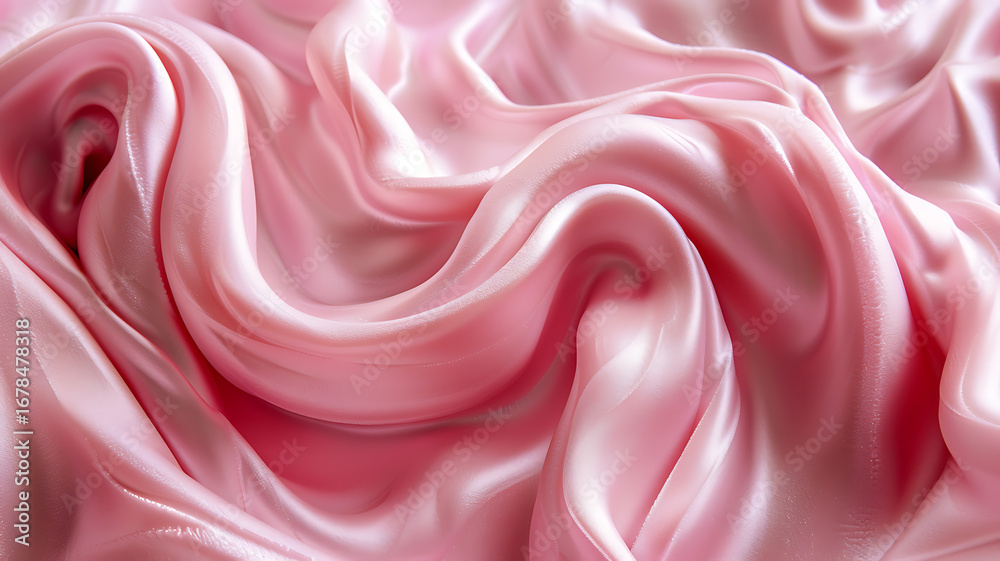 Fototapeta premium Abstract Swirls of Soft Pink Fabric Creates an Elegant and Luxurious Textile Background Texture.