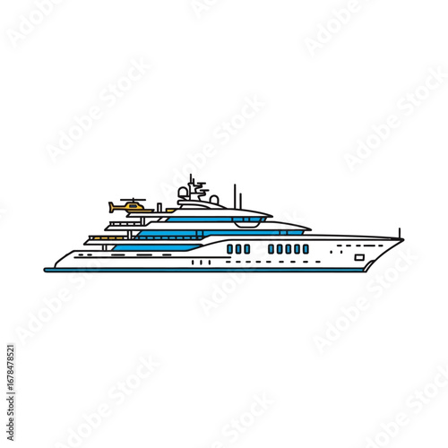 luxury yacht with helicopter on deck cruising the ocean a symbol of wealth leisure and high-end travel