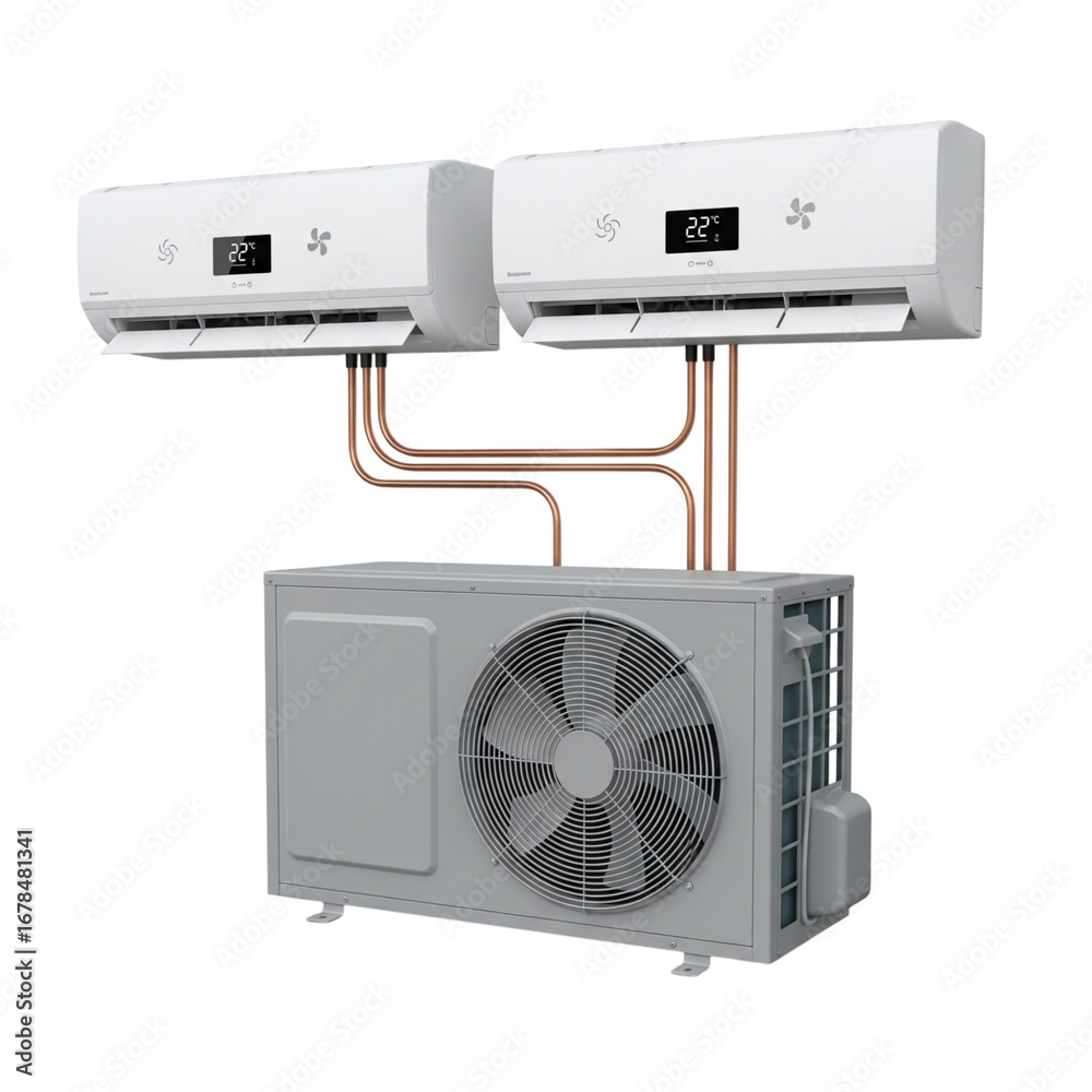 Fototapeta premium Modern dual zone air conditioning system isolated on transparent background