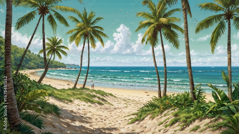 Fototapeta premium palm trees on the beach