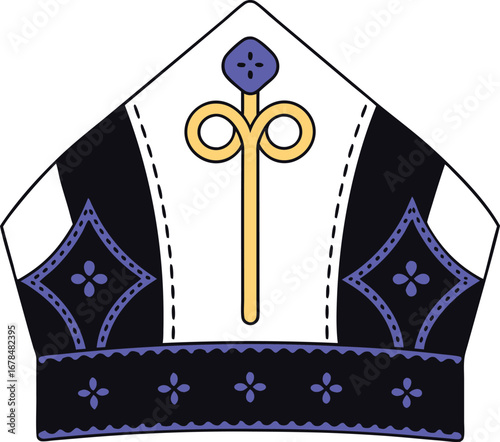 Illustration of a bishops mitre, a symbol of religious authority and tradition