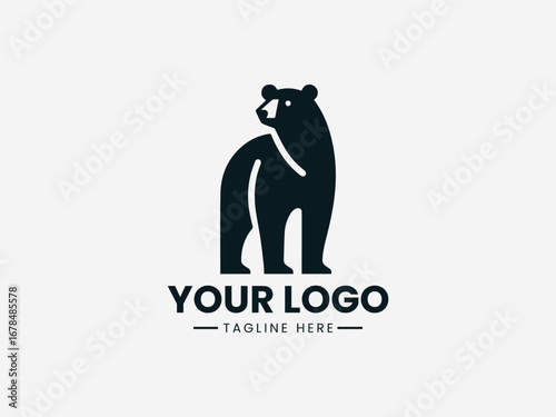 Sleek modern bear silhouette with clean lines and contemporary aesthetic vector logo