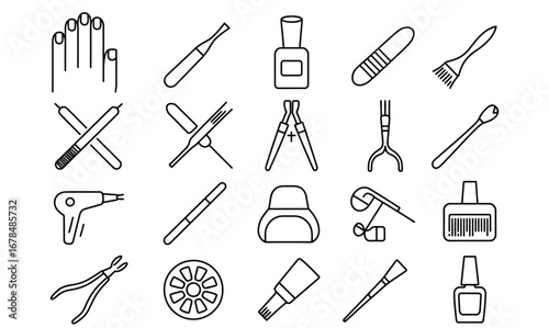 WebElevate your designs with this stunning modern manicure and pedicure outline icon set perfect for beauty salons and spas creating a professional and elegant ambiance for clients