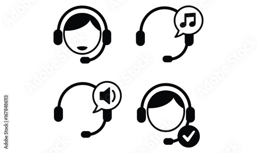 WebElevate Your Customer Service with These Modern Call Center Icons Featuring Headsets, Music, Volume, and Verification for Streamlined Communication and Enhanced Support Systems