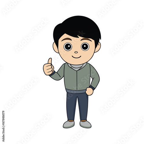 A cheerful cartoon man smiling and giving a thumbs up, expressing positivity and encouragement