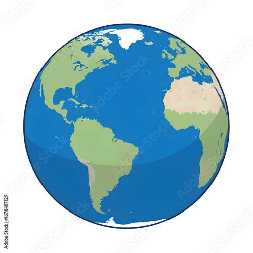 Detailed Pixel Art of the Earth Globe with Land Mass and Blue Ocean View on White Background