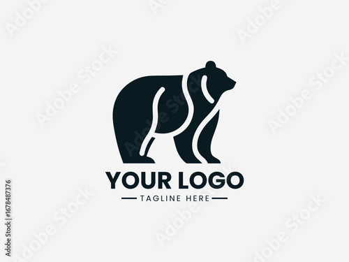 Sleek modern bear silhouette with clean lines and contemporary aesthetic vector logo