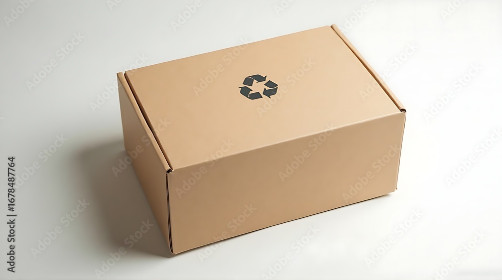 Fototapeta premium eco friendly cardboard shipping box recycling symbol