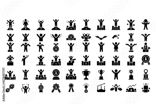 Set Of Honor Icons Isolated Silhouette Solid Icon With Vector, Winner, Background, Success, Award, Design, Honor Infographic Simple Vector Illustration Logo