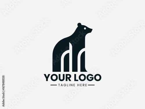 Sleek modern bear silhouette with clean lines and contemporary aesthetic vector logo