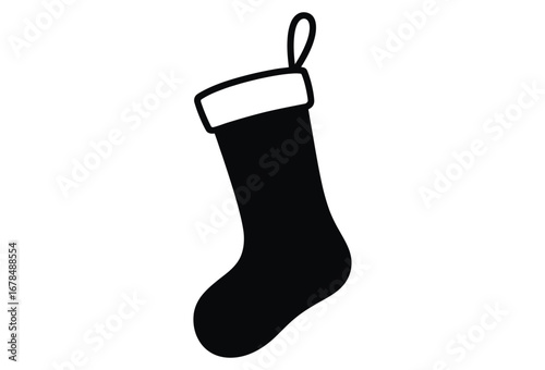 WebClassic Christmas stocking silhouette evokes holiday cheer and anticipation of gifts, perfect for festive designs and seasonal promotions, a timeless symbol of yuletide joy