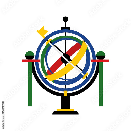 armillary sphere concept vintage astronomy science tool against white representing history and education.