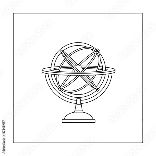 armillary sphere illustration vintage astronomical model against a white background for educational material