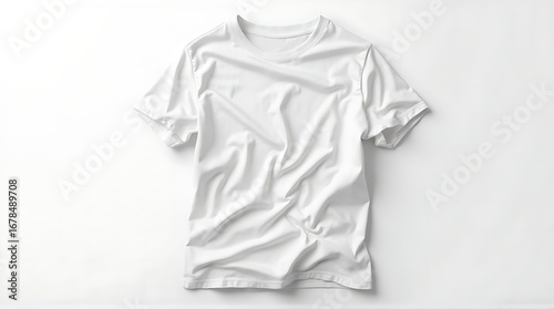 plain white t-shirt isolated wrinkled cotton fabric