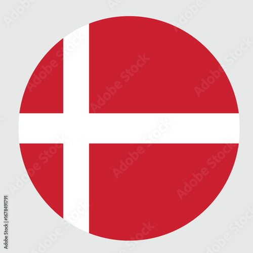 Free Download Denmark Flag Circle Icon  ,National Symbol of Danish Identity with grey background  - GFXLoad