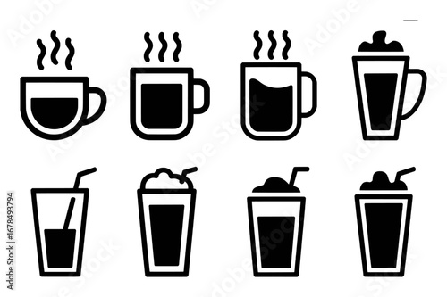 Wallpaper Mural Collection of Hot and Cold Beverage Icons: Coffee, Tea, and Frappuccinos Torontodigital.ca