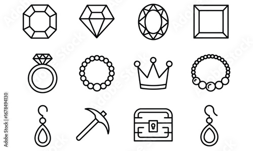 WebDiscover a treasure trove of exquisite gems and jewelry icons with this stunning collection perfect for luxury branding, elegant design, or crafting a regal aesthetic that shines with timeless beau